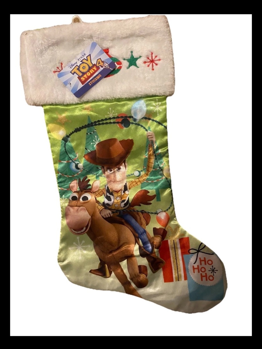 New with Tag Toy Story 4 Woody & Bullseye Holiday Christmas Stocking - Green